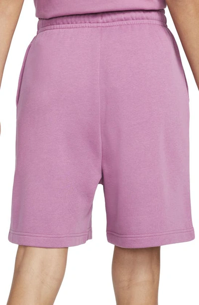 Shop Nike Sportswear Essential Fleece Shorts In Light Bordeaux/ White