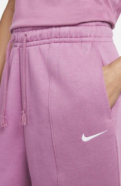 Shop Nike Sportswear Essential Fleece Shorts In Light Bordeaux/ White