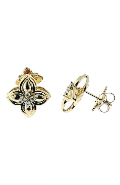 Shop Roberto Coin Venetian Princess Diamond Stud Earrings In Yellow Gold