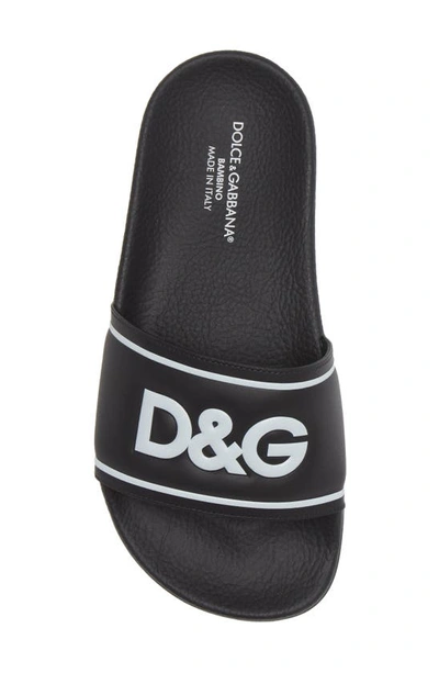 Shop Dolce & Gabbana Logo Slide Sandal In Black/ White