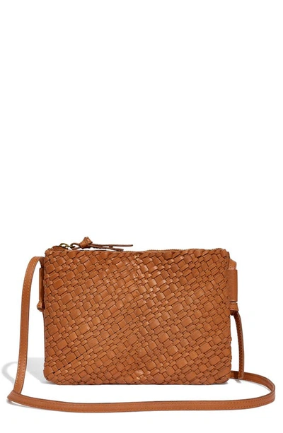 Shop Madewell The Knotted Woven Leather Crossbody Bag In Desert Camel