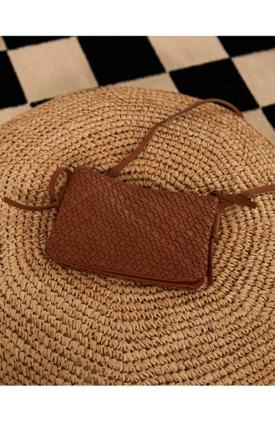 Shop Madewell The Knotted Woven Leather Crossbody Bag In Desert Camel
