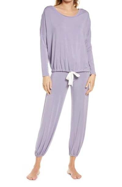 Shop Eberjey Gisele Jersey Knit Slouchy Pajamas In Delphinium/ Ivory