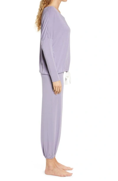 Shop Eberjey Gisele Jersey Knit Slouchy Pajamas In Delphinium/ Ivory