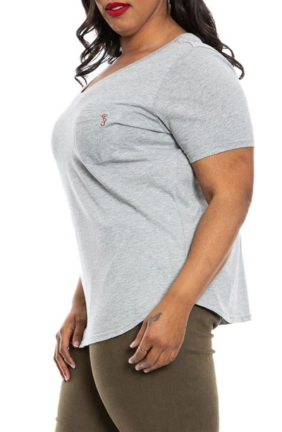 Slink Jeans V-neck Pocket T-shirt In Heather Grey