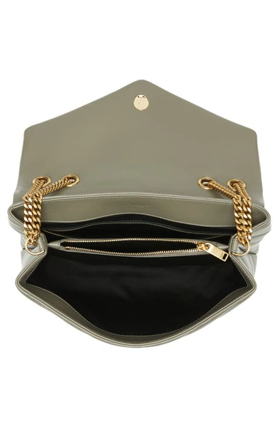 Shop Saint Laurent Medium Loulou Matelassé Leather Shoulder Bag In Grey Khaki