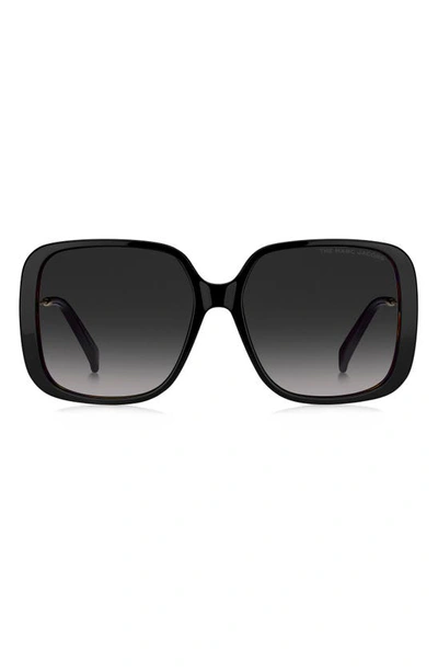 Shop Marc Jacobs 57mm Square Sunglasses In Black / Grey Shaded
