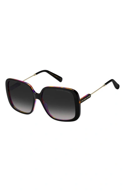 Shop Marc Jacobs 57mm Square Sunglasses In Black / Grey Shaded