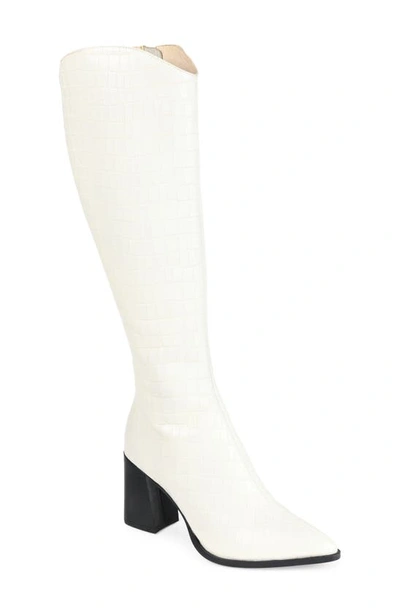 Shop Journee Signature Laila Leather Boot In Off White