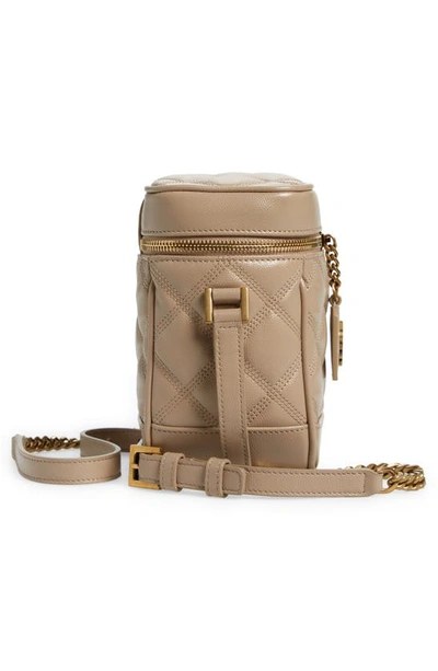 Shop Saint Laurent '80s Vanity Case Matelassé Leather Shoulder Bag In Dark Beige