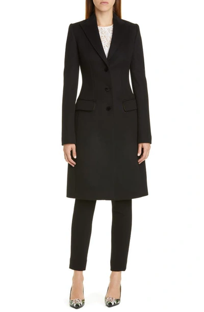 Shop Dolce & Gabbana Velvet Button Wool & Cashmere Coat In Black