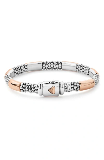 Lagos High Bar Caviar Rope Bracelet In Rose Gold