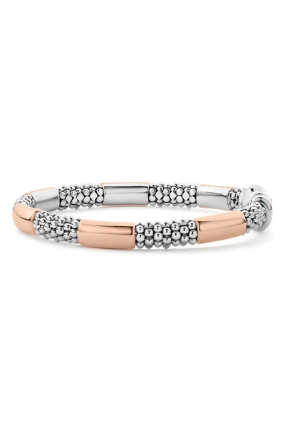 Lagos High Bar Caviar Rope Bracelet In Rose Gold