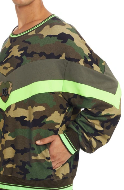 Dolce & Gabbana Logo-plaque Camouflage-print Sweatshirt In Green Multicolor