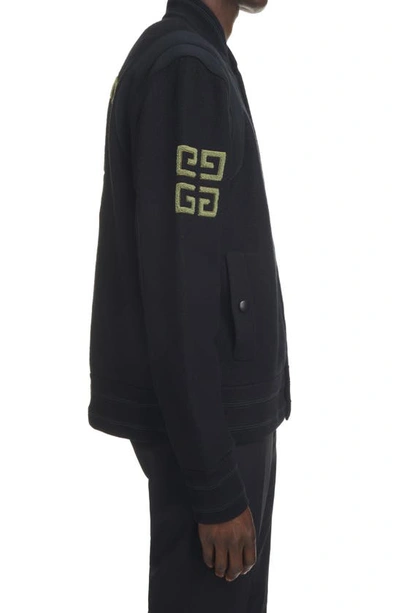 Shop Givenchy Varsity Felted Wool Bomber Jacket In Black