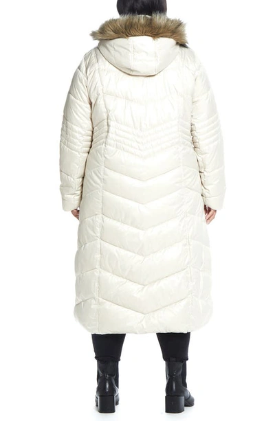 Shop Gallery Hooded Maxi Puffer Coat With Faux Fur Trim In Peyote