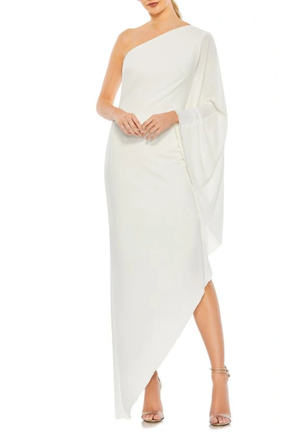 Shop Mac Duggal Rhinestone Trim One Shoulder Asymmetric Cocktail Dress In Ivory