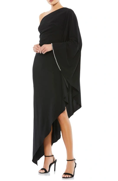 Shop Mac Duggal Rhinestone Trim One Shoulder Asymmetric Cocktail Dress In Black