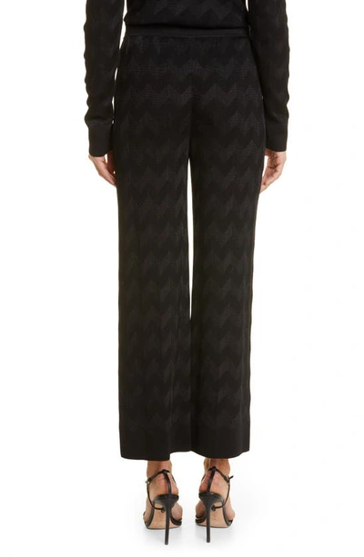 Shop Missoni Tonal Zigzag Wool Blend Knit Pants In Black Beauty