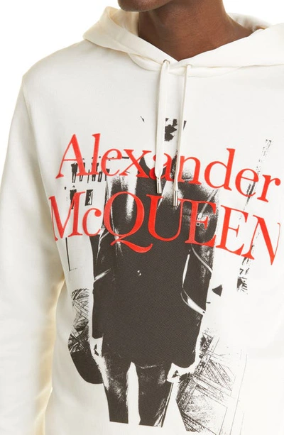 Shop Alexander Mcqueen Campaign Graphic Hoodie In Ivory/ Mix