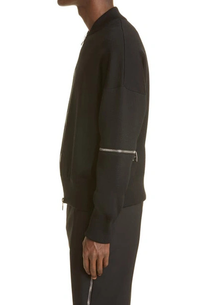 Alexander Mcqueen Wool Knit Zip-accented Bomber Jacket In Black 