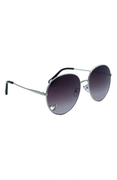 Shop Bluestone Sunshields Love 53mm Polarized Round Sunglasses In Chrome/gray