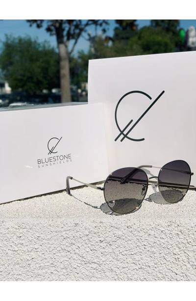 Shop Bluestone Sunshields Love 53mm Polarized Round Sunglasses In Chrome/gray