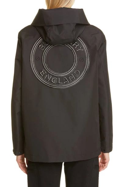 Shop Burberry Everton Logo Zip Hooded Jacket In Black