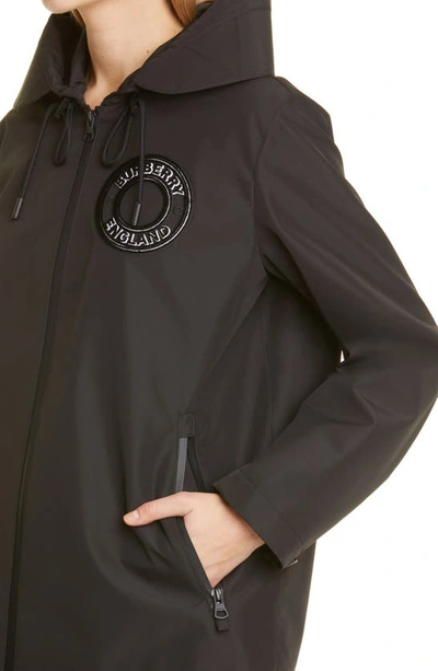 Shop Burberry Everton Logo Zip Hooded Jacket In Black