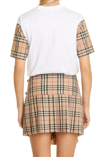 Shop Burberry Carrick Check Sleeve Oversize Cotton T-shirt In White
