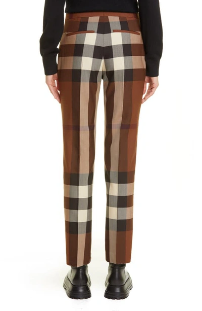 Shop Burberry Aimie Check Slim Fit Crop Wool Trousers In Dark Birch Brown Chk