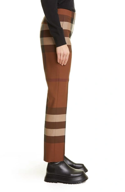 Shop Burberry Aimie Check Slim Fit Crop Wool Trousers In Dark Birch Brown Chk