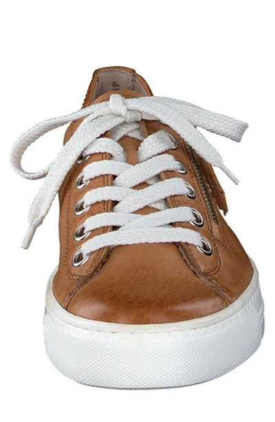 Shop Paul Green Lacy Zip Leather Sneaker In Cuoio Washed Leather