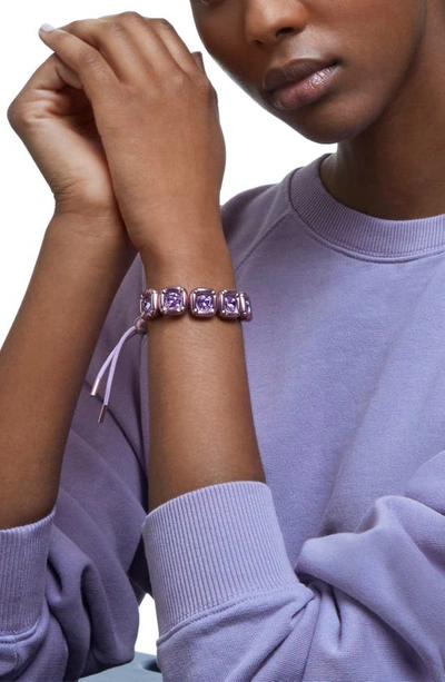 Shop Swarovski Dulcis Cushion Crystal Bracelet In Violet