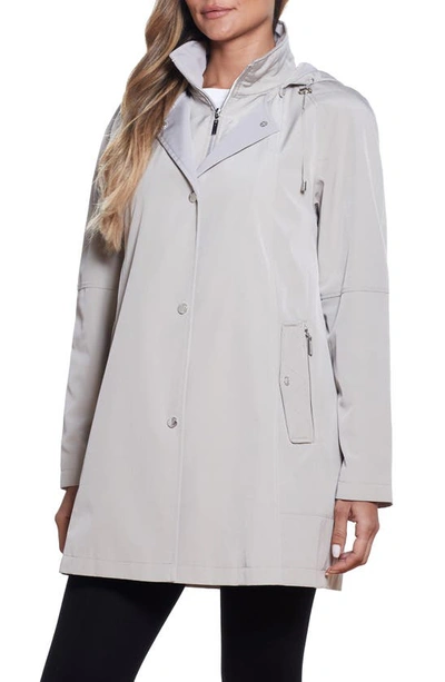 Shop Gallery A-line Water Resistant Raincoat With Bib & Removable Hood In Rattan