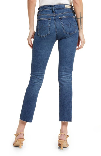 Shop Ag Mari Raw Hem High Waist Crop Straight Leg Jeans In 12 Years Blue Dusk