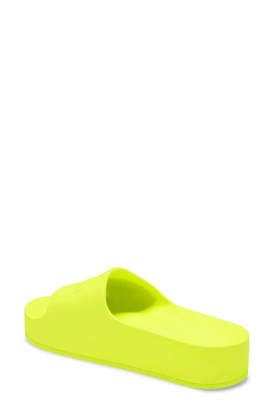 Shop Balenciaga Logo Platform Slide Sandal In Acid Lime
