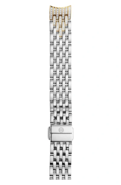Shop Michele Sidney Classic 14mm Pavé Diamond Watchband In Silver/ Gold