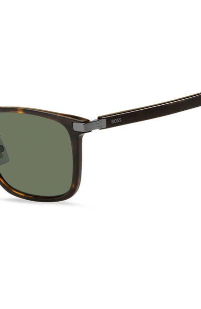 Shop Hugo Boss 57mm Rectangular Sunglasses In Havana / Green