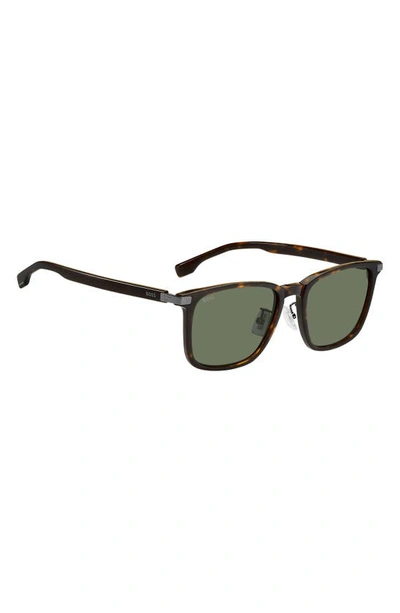 Shop Hugo Boss 57mm Rectangular Sunglasses In Havana / Green