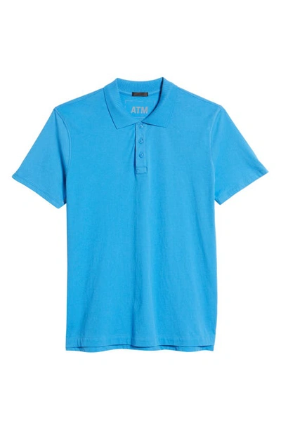 Shop Atm Anthony Thomas Melillo Jersey Cotton Polo Shirt In Aegean Blue