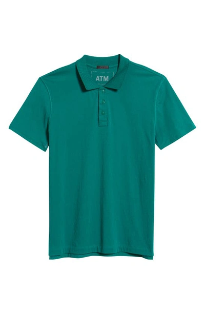 Shop Atm Anthony Thomas Melillo Jersey Cotton Polo Shirt In Forest Green