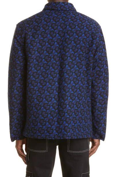 Burberry Monogram Jacquard Shirt Jacket In Blue