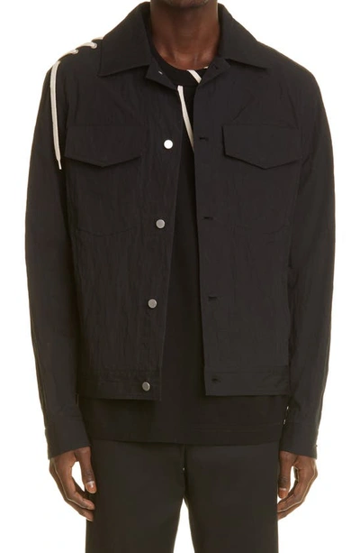 Shop Craig Green Laced Cotton Jacket In Black - Cream
