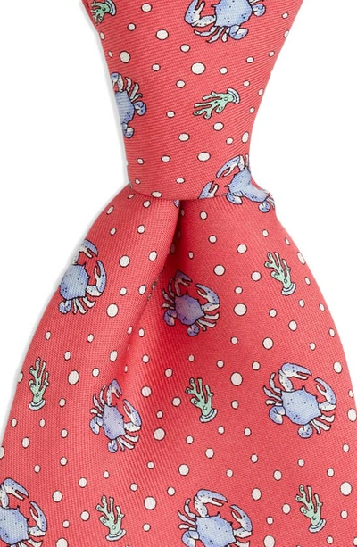 Shop Vineyard Vines Kids' Crab Silk Tie In Raspberry