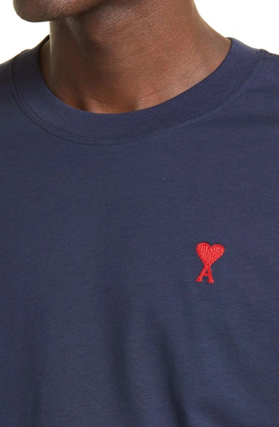 Shop Ami Alexandre Mattiussi Ami De Coeur Embroidered Organic Cotton T-shirt In Navy