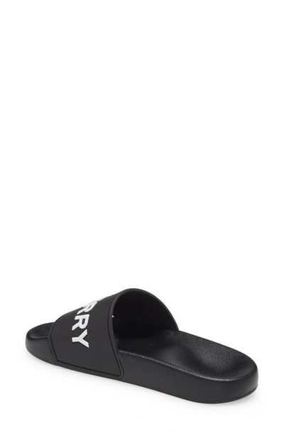 Shop Burberry Furley Slide Sandal In Black/ Opticwhite