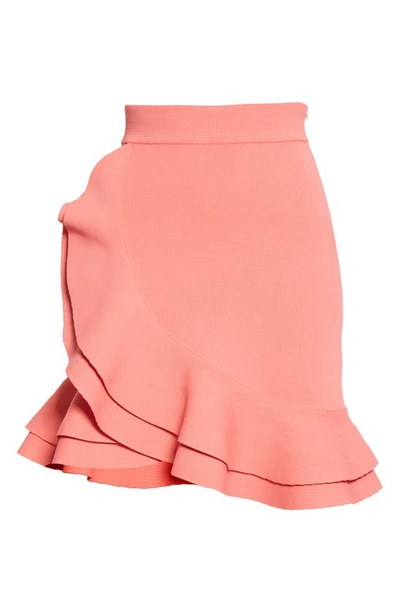 Shop Alexander Mcqueen Ruffle Miniskirt In Coral