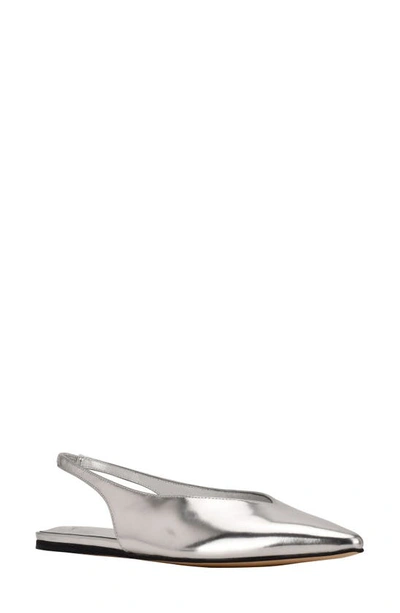 Shop Marc Fisher Ltd Graceful Pointed Toe Slingback Flat In Silver