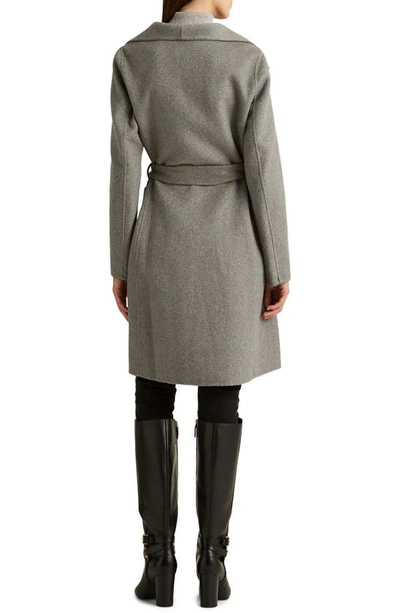 Ralph Lauren Double Face Wool Blend Wrap Coat In Pale Grey